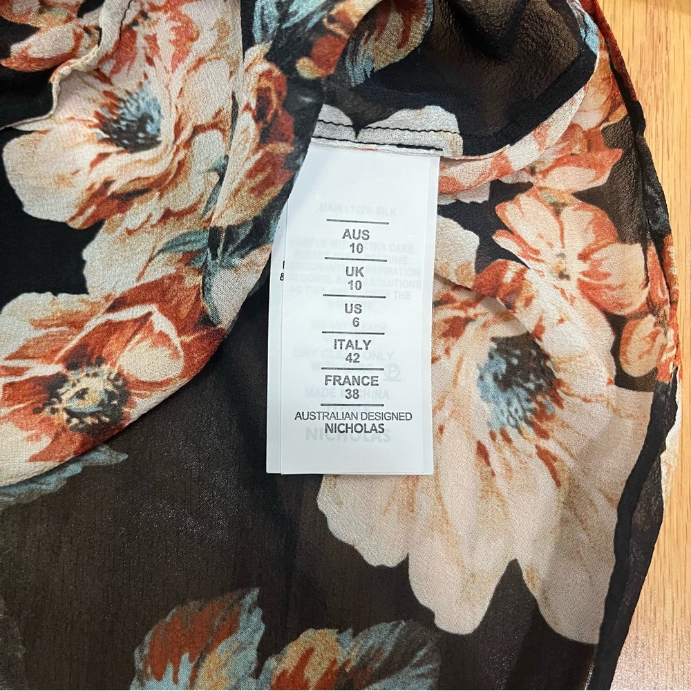 Nicholas Dark Floral Silk Blouse - Picture 7 of 14